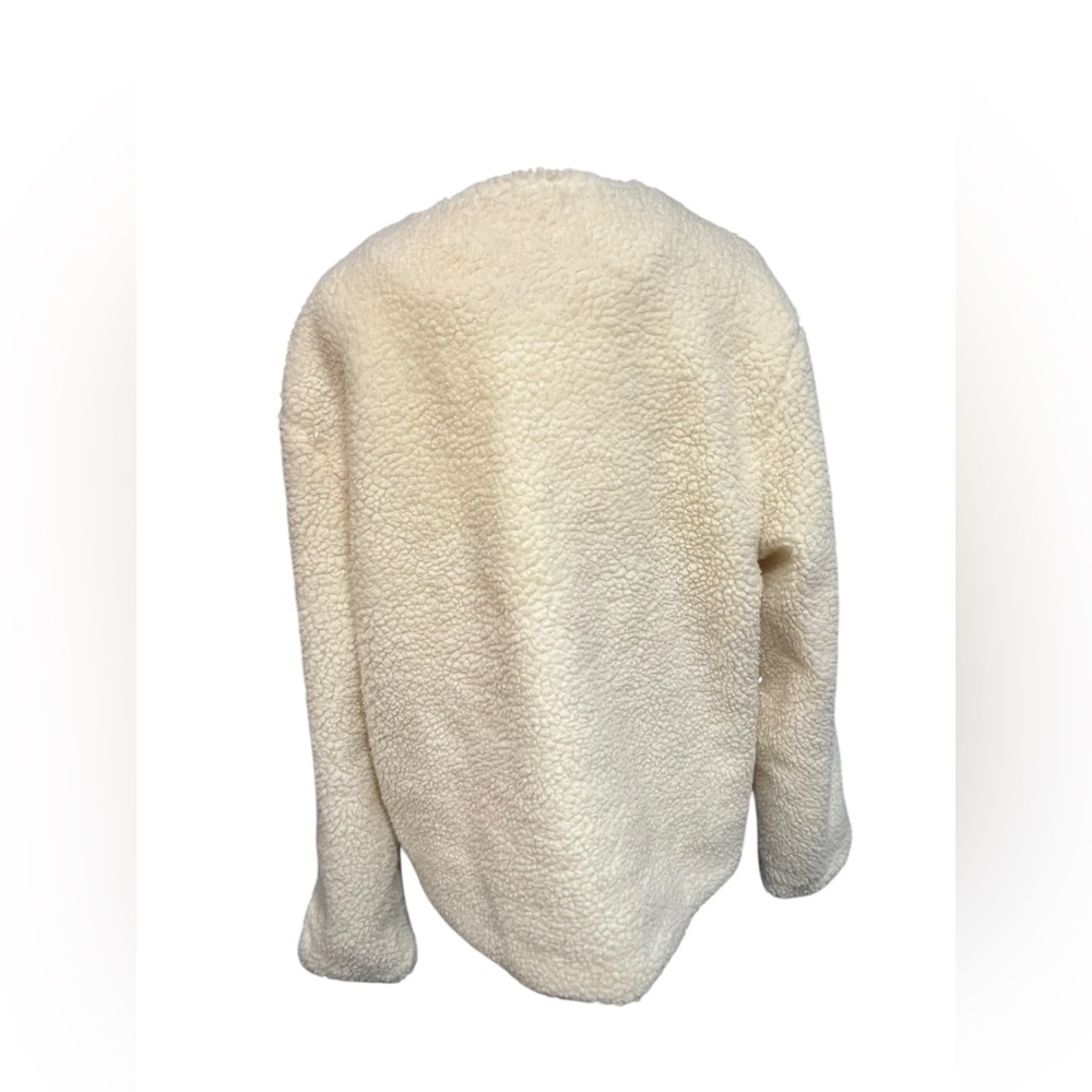 Shein Pale Yellow Open Front Sherpa Long Sleeve Jacket - Size Large - Picture 4 of 10
